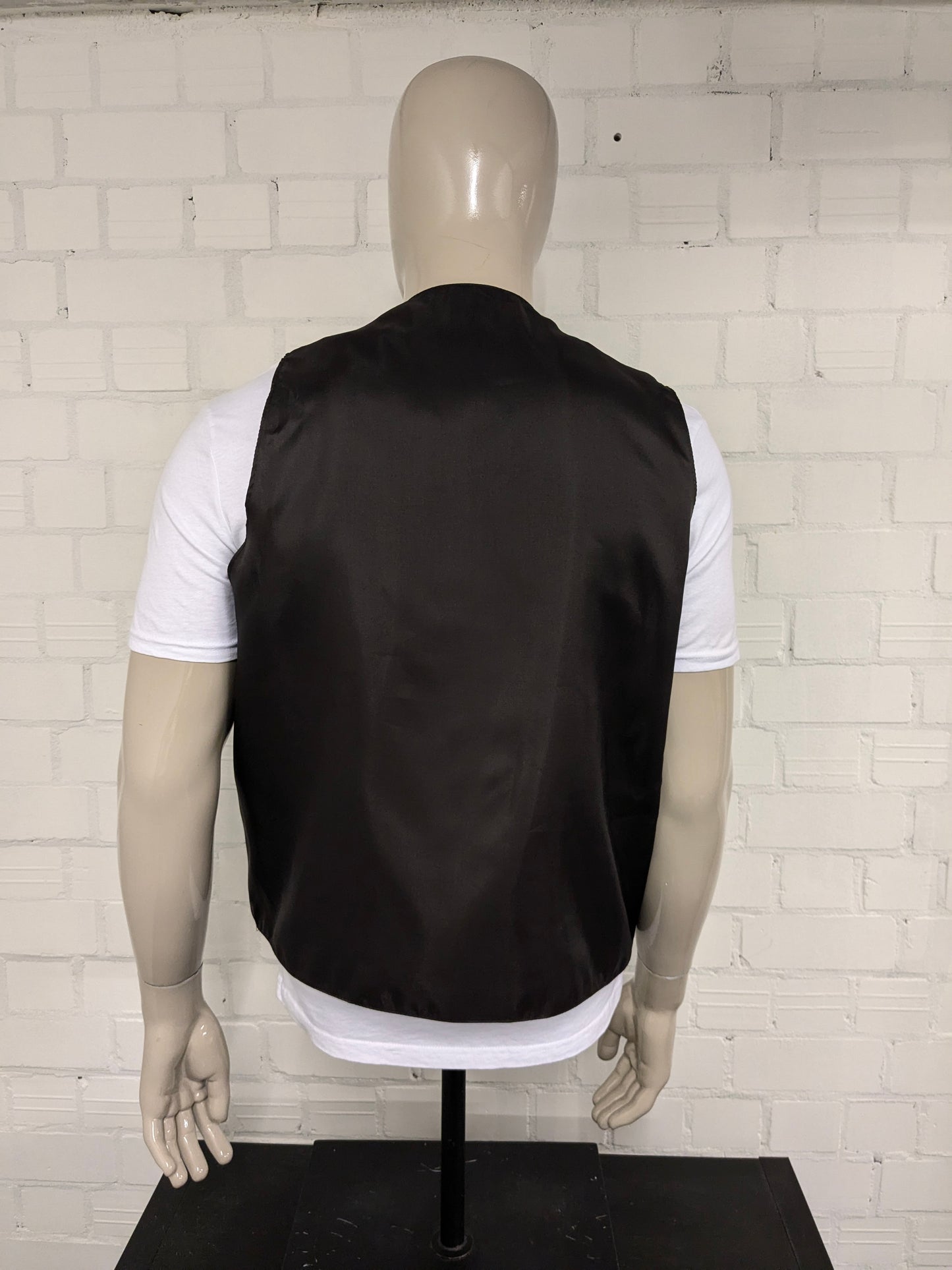 Vintage New Fast waistcoat. Brown dark blue lilac striped. Size XL.