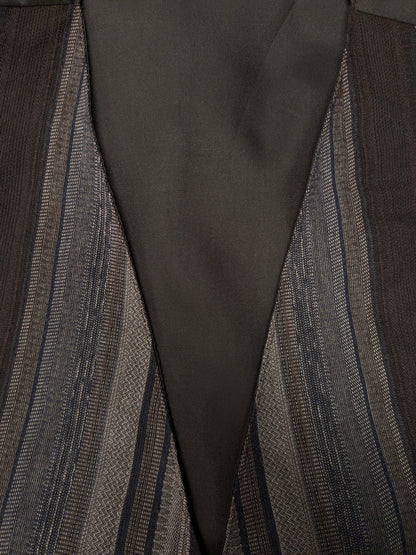 Vintage New Fast waistcoat. Brown dark blue lilac striped. Size XL.