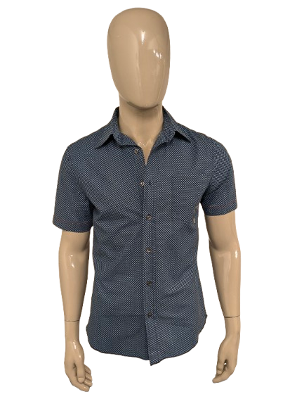 Gas shirt short sleeve. Blue circle print. Size L.