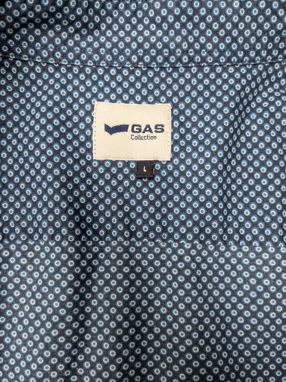 Gas shirt short sleeve. Blue circle print. Size L.