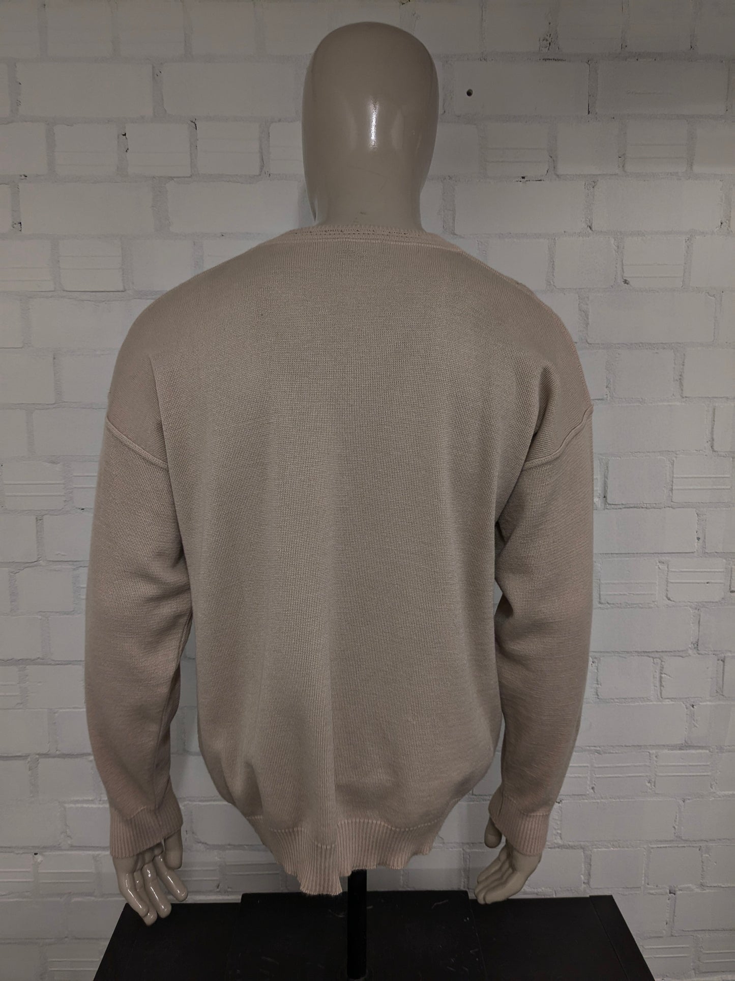 Sighi di lana Gian Marco vintage con scollo a V.  Beige Brown Colorato. Taglia XL. 50% lana.