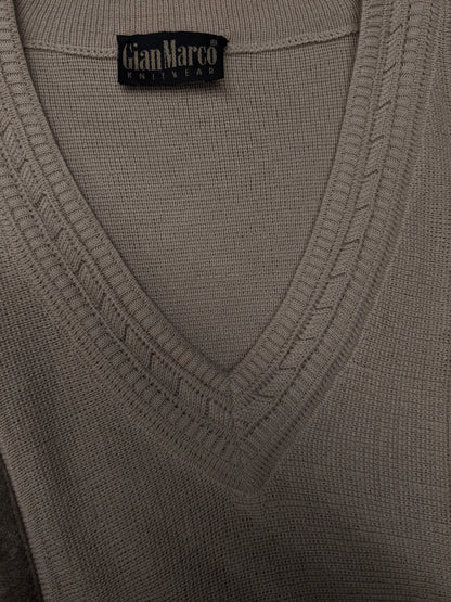 Sighi di lana Gian Marco vintage con scollo a V.  Beige Brown Colorato. Taglia XL. 50% lana.