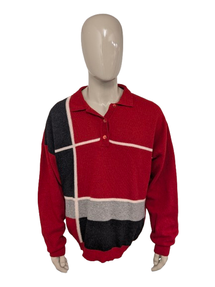 Pulo Polo Persona Persona. Couleur beige gris rouge. Taille 3xl / xxxl. 80% de laine.