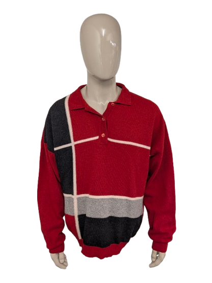 Pulo Polo Persona Persona. Couleur beige gris rouge. Taille 3xl / xxxl. 80% de laine.