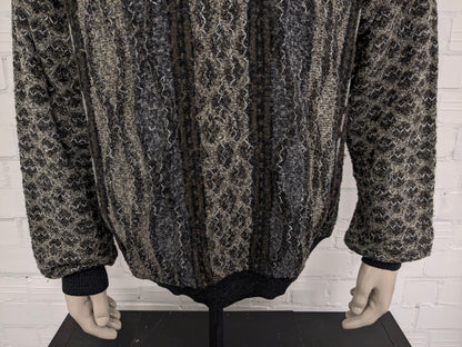 Pull vintage Monte Carlo Wool avec fermeture éclair. Couleur noir vert brun. Taille 2xl / xxl. 50% de laine.