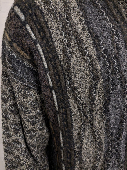 Pull vintage Monte Carlo Wool avec fermeture éclair. Couleur noir vert brun. Taille 2xl / xxl. 50% de laine.