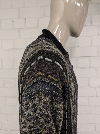 Pull vintage Monte Carlo Wool avec fermeture éclair. Couleur noir vert brun. Taille 2xl / xxl. 50% de laine.