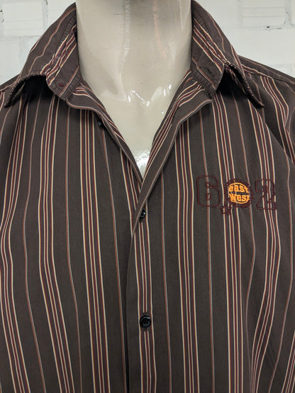 Tom Tailor shirt. Brown red striped. Size XL.