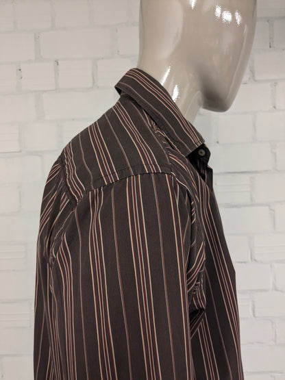 Tom Tailor shirt. Brown red striped. Size XL.
