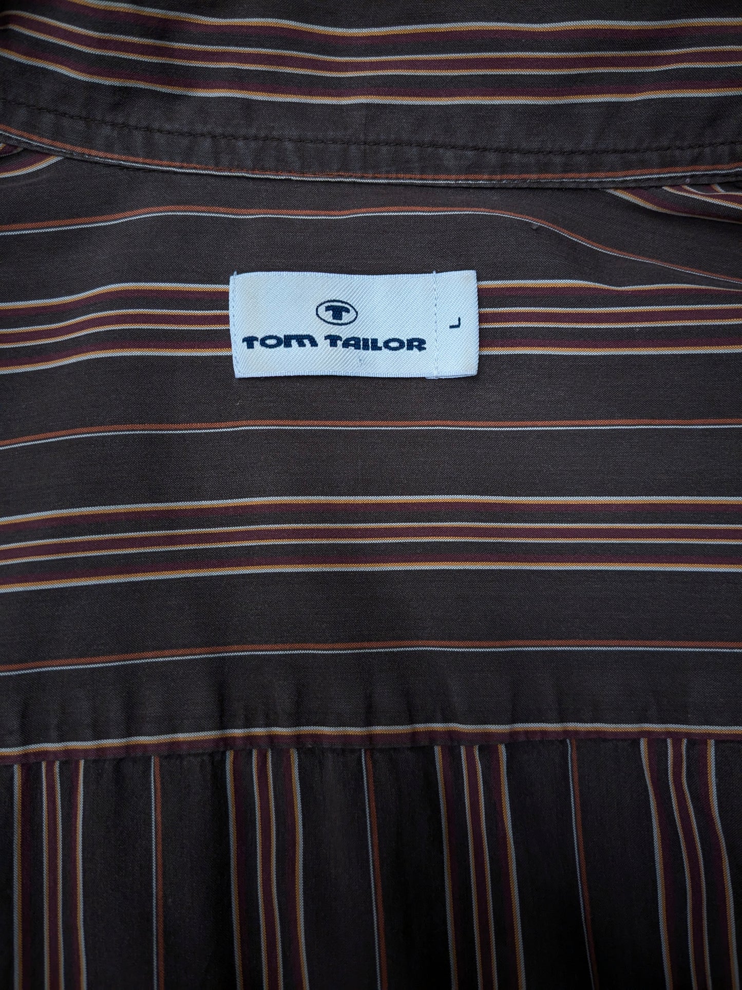 Tom Tailor shirt. Brown red striped. Size XL.
