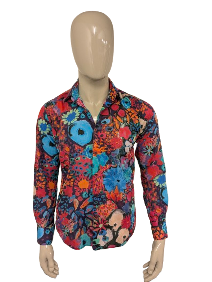 Philips Shirt. Pink Orange Green Blue Print. Größe M.