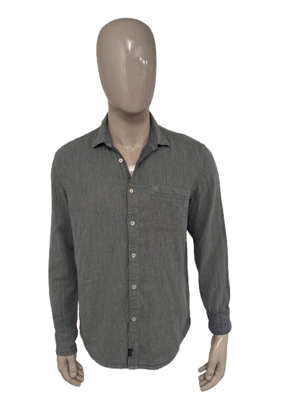Marc O'Polo shirt. Green blue print. Size L. Regular Fit.