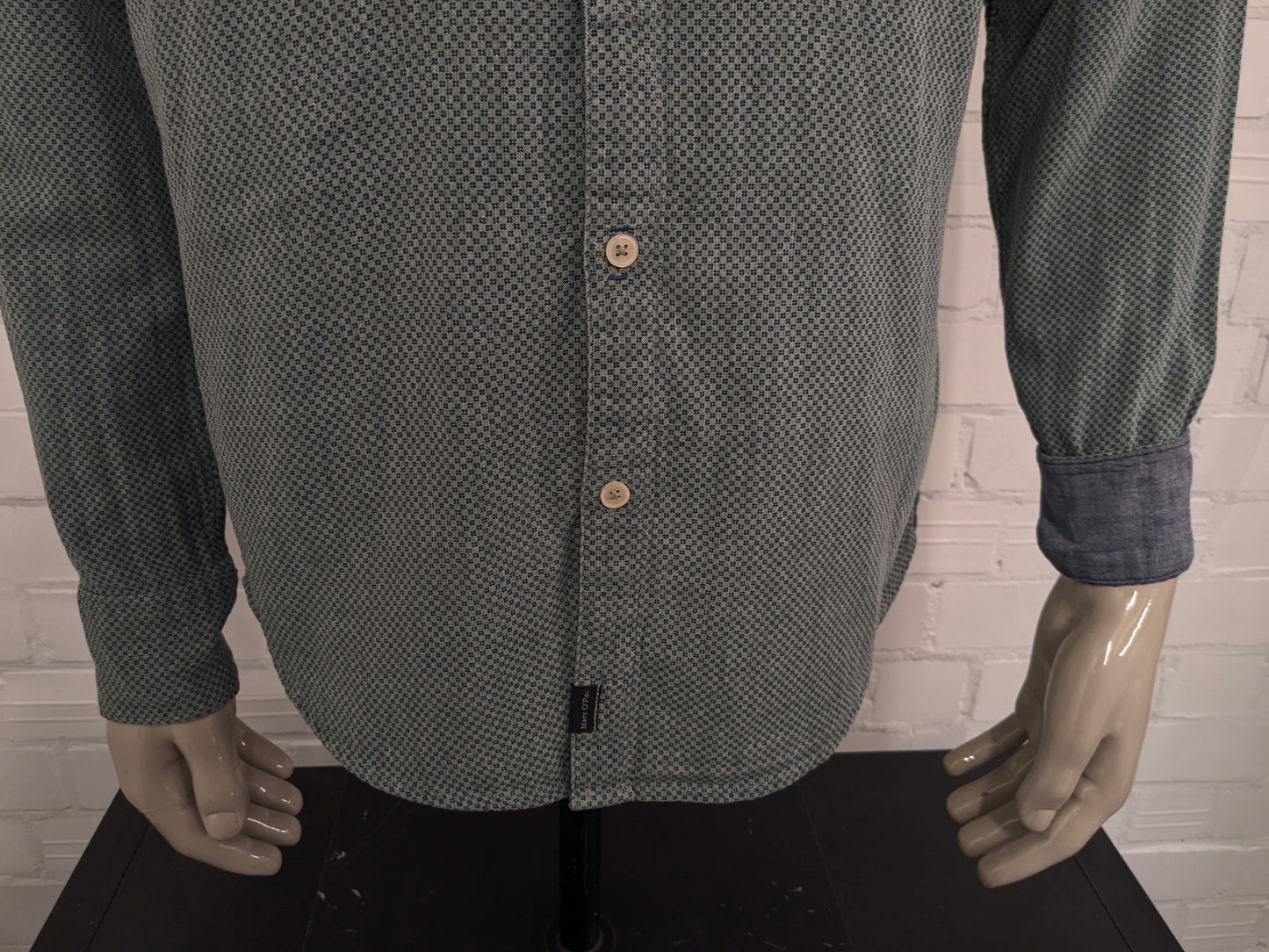 Marc O'Polo shirt. Green blue print. Size L. Regular Fit.
