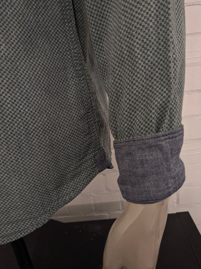 Marc O'Polo shirt. Green blue print. Size L. Regular Fit.