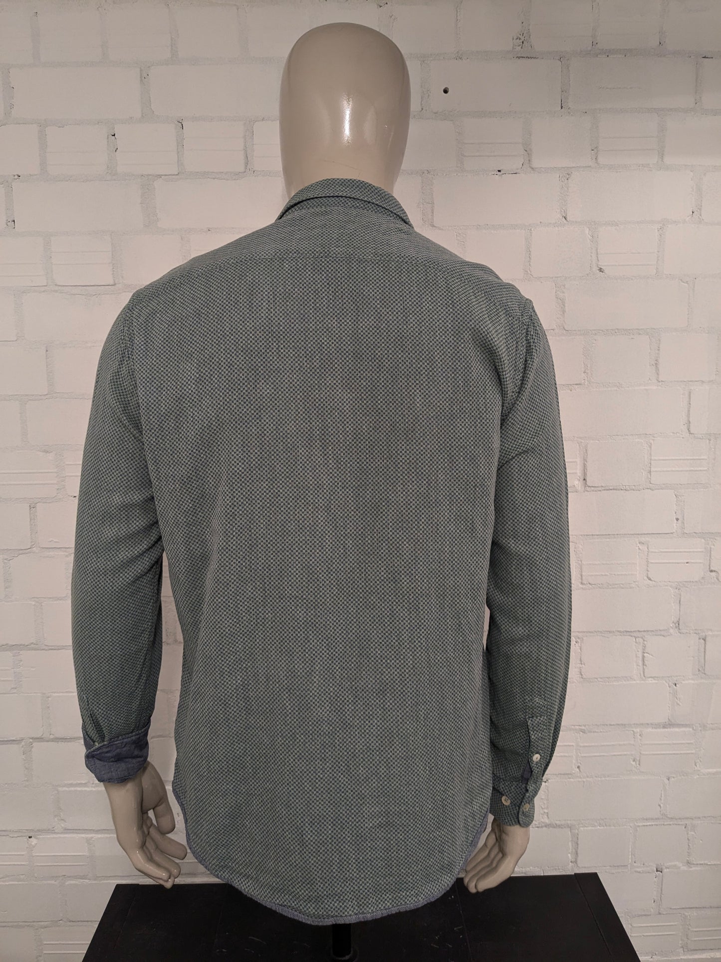 Marc O'Polo shirt. Green blue print. Size L. Regular Fit.