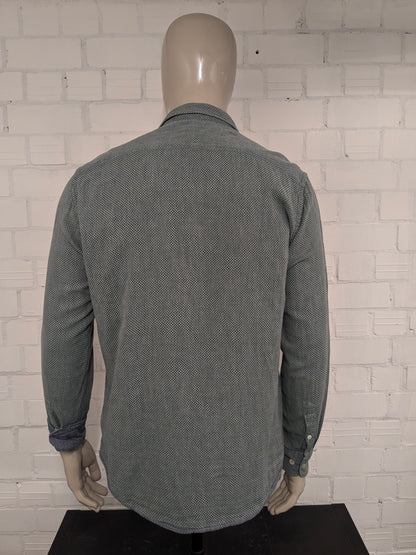 Marc O'Polo shirt. Green blue print. Size L. Regular Fit.