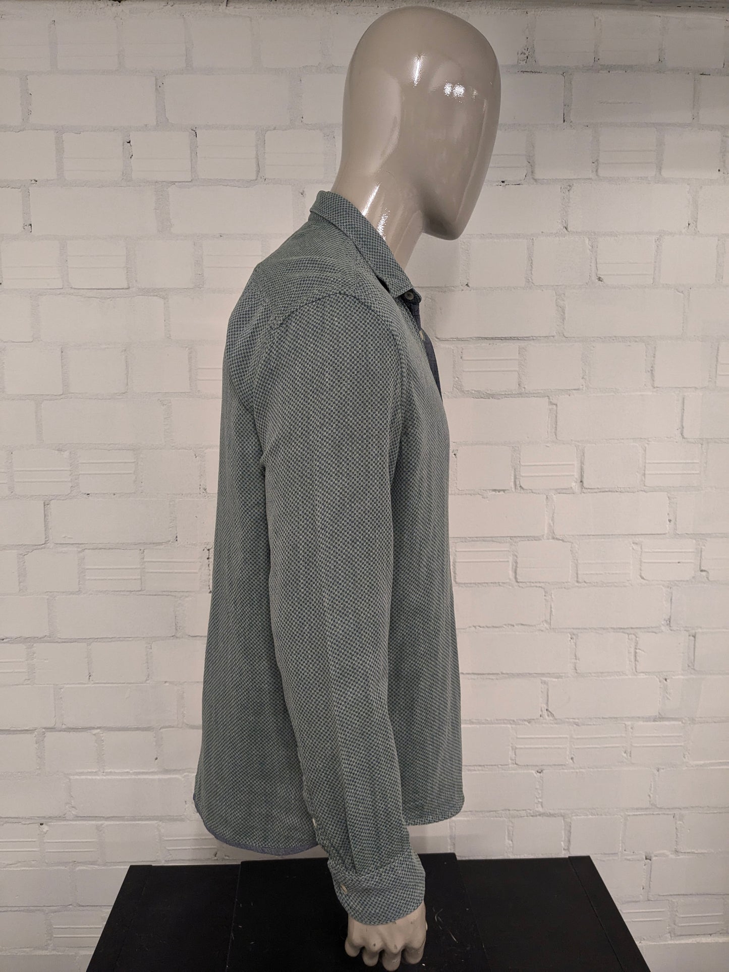 Marc O'Polo shirt. Green blue print. Size L. Regular Fit.