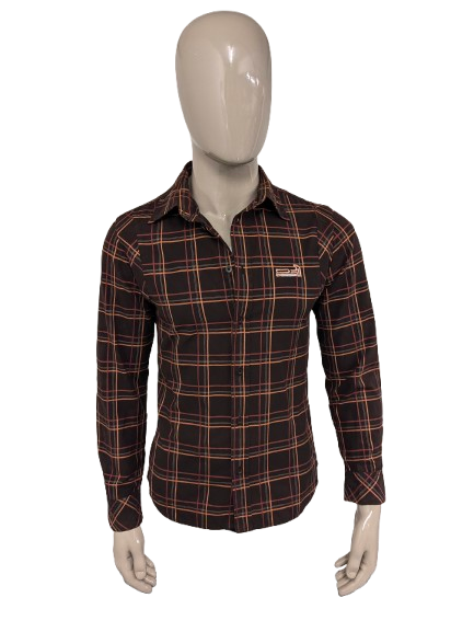 Camisa diesel. Red naranja marrón revisado. Tamaño M.