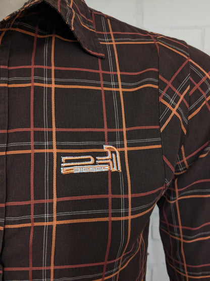 Camisa diesel. Red naranja marrón revisado. Tamaño M.