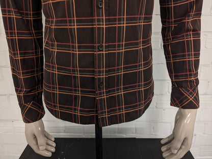 Camisa diesel. Red naranja marrón revisado. Tamaño M.