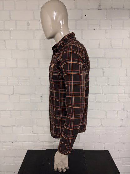 Camisa diesel. Red naranja marrón revisado. Tamaño M.