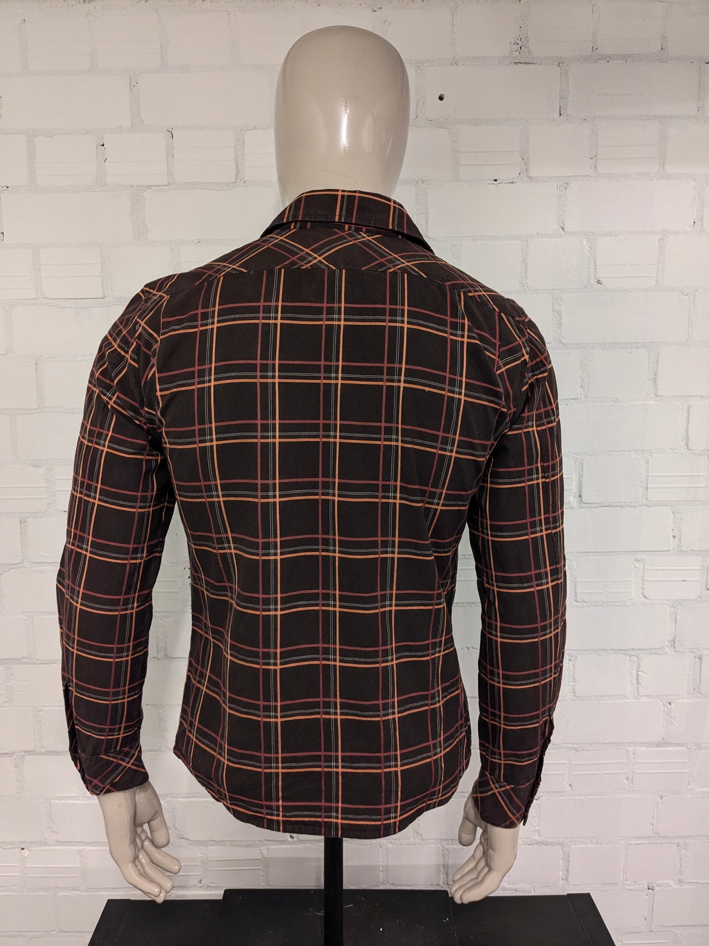 Camisa diesel. Red naranja marrón revisado. Tamaño M.