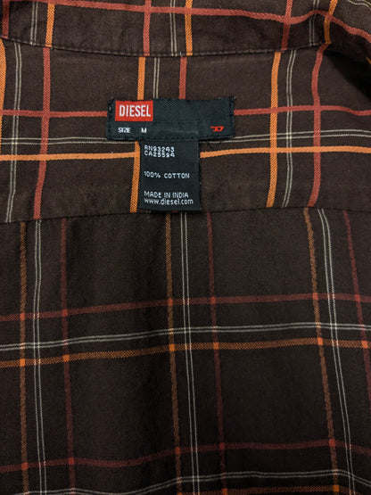 Camisa diesel. Red naranja marrón revisado. Tamaño M.