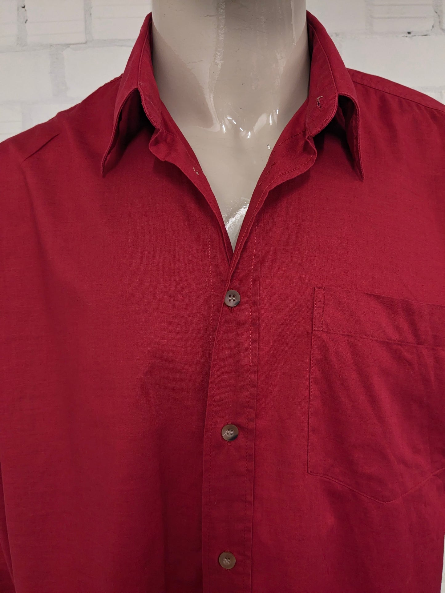 Vintage Printer overhemd. Donker Roze gekleurd. Maat 2XL / XXL.