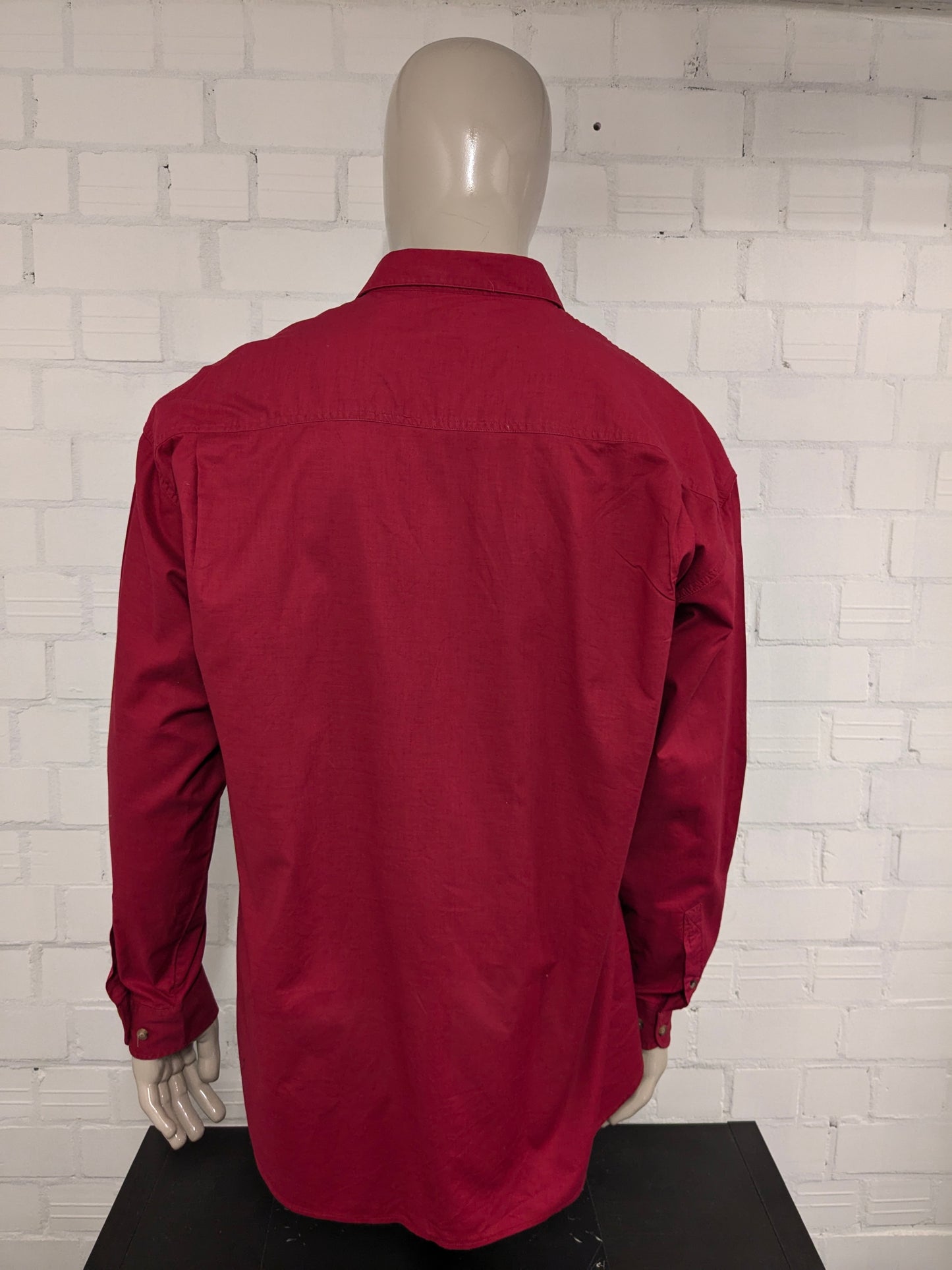 Vintage Printer overhemd. Donker Roze gekleurd. Maat 2XL / XXL.