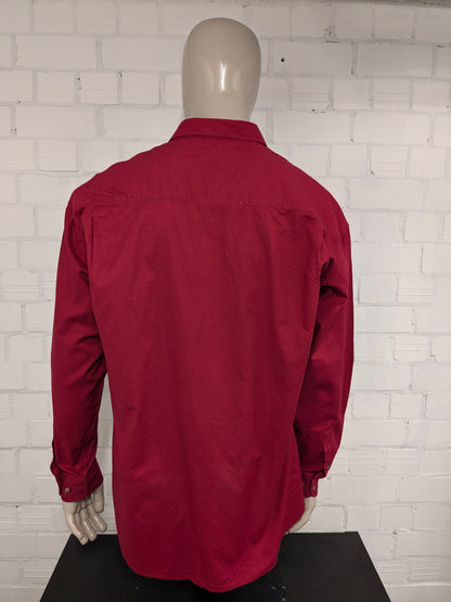Vintage Printer overhemd. Donker Roze gekleurd. Maat 2XL / XXL.