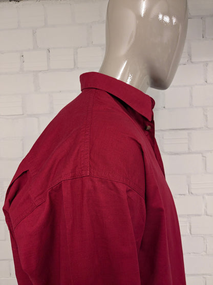 Vintage Printer overhemd. Donker Roze gekleurd. Maat 2XL / XXL.