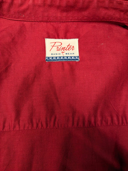 Vintage Printer overhemd. Donker Roze gekleurd. Maat 2XL / XXL.