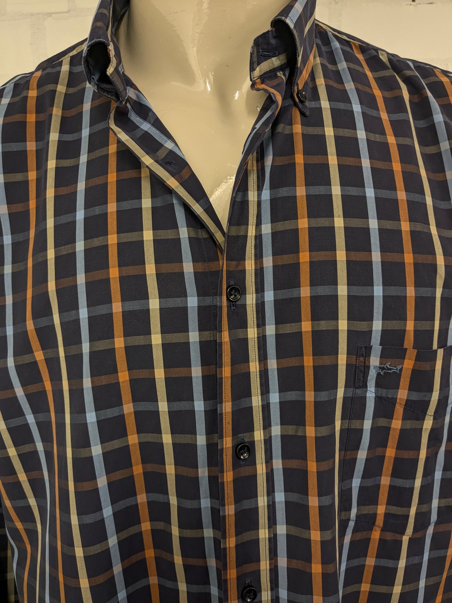 Paul & Shark Shirt. Orange jaune bleu bloqué. Taille 3xl / xxxl.