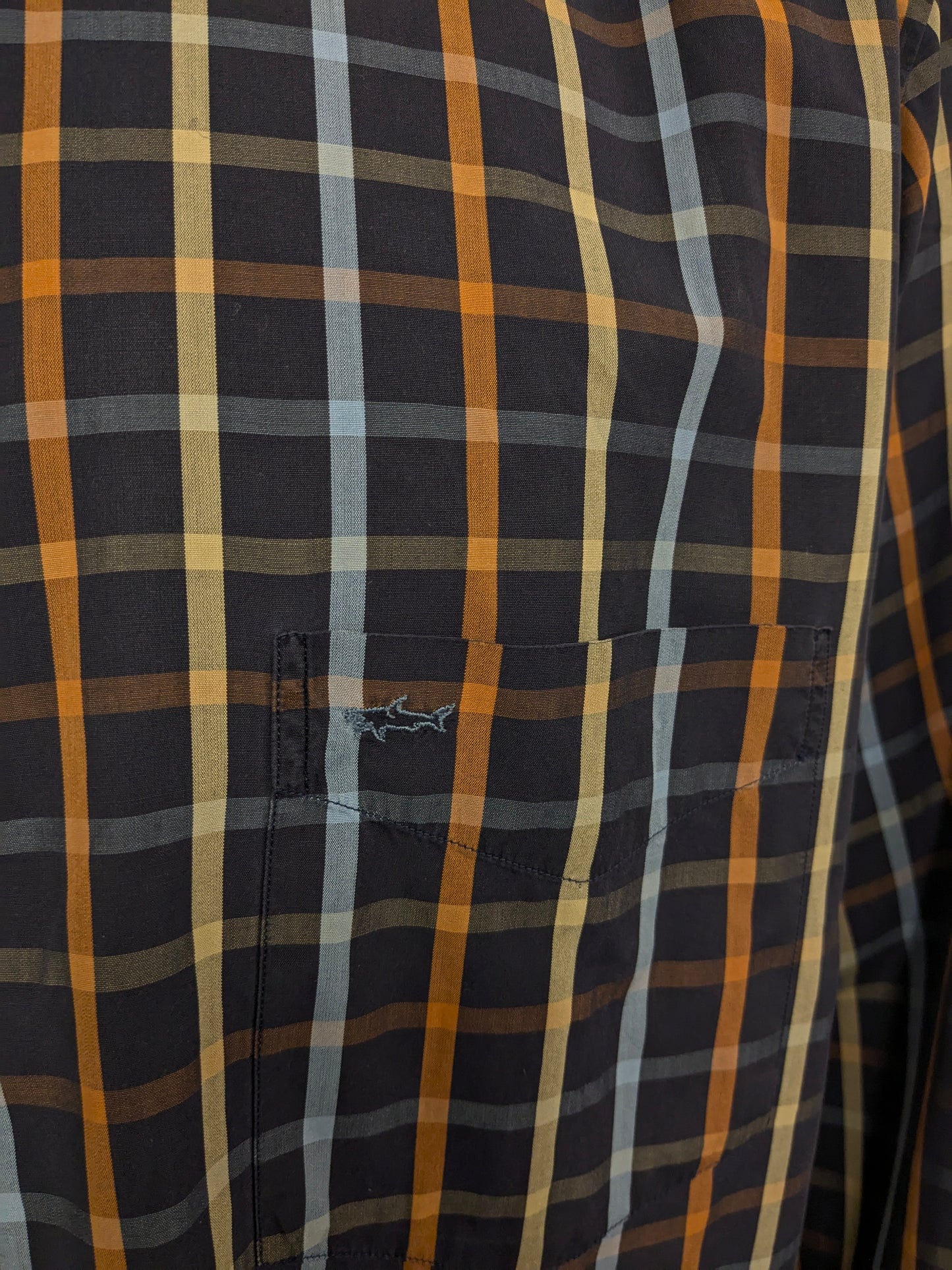 Paul & Shark Shirt. Orange jaune bleu bloqué. Taille 3xl / xxxl.