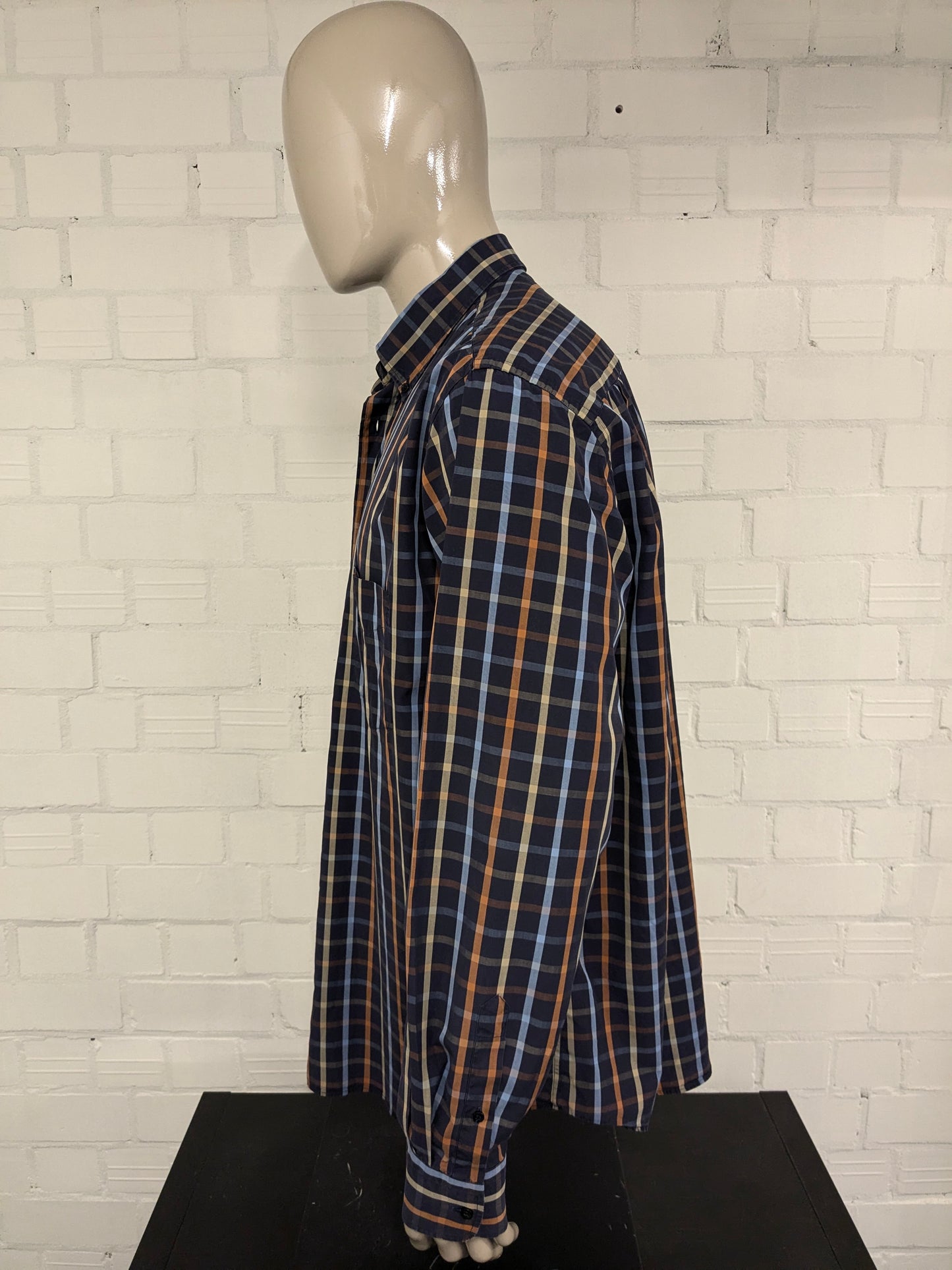 Paul & Shark Shirt. Orange jaune bleu bloqué. Taille 3xl / xxxl.