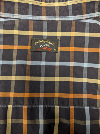 Paul & Shark Shirt. Orange jaune bleu bloqué. Taille 3xl / xxxl.