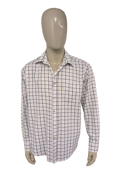 Vintage Ry Market overhemd. Zwart Bruin Wit geblokt. Maat 2XL / XXL.