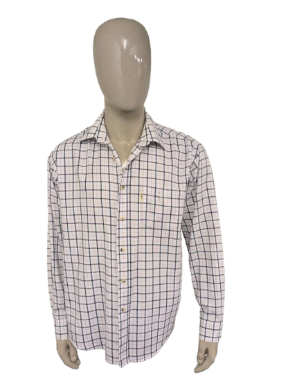 Vintage Ry Market overhemd. Zwart Bruin Wit geblokt. Maat 2XL / XXL.