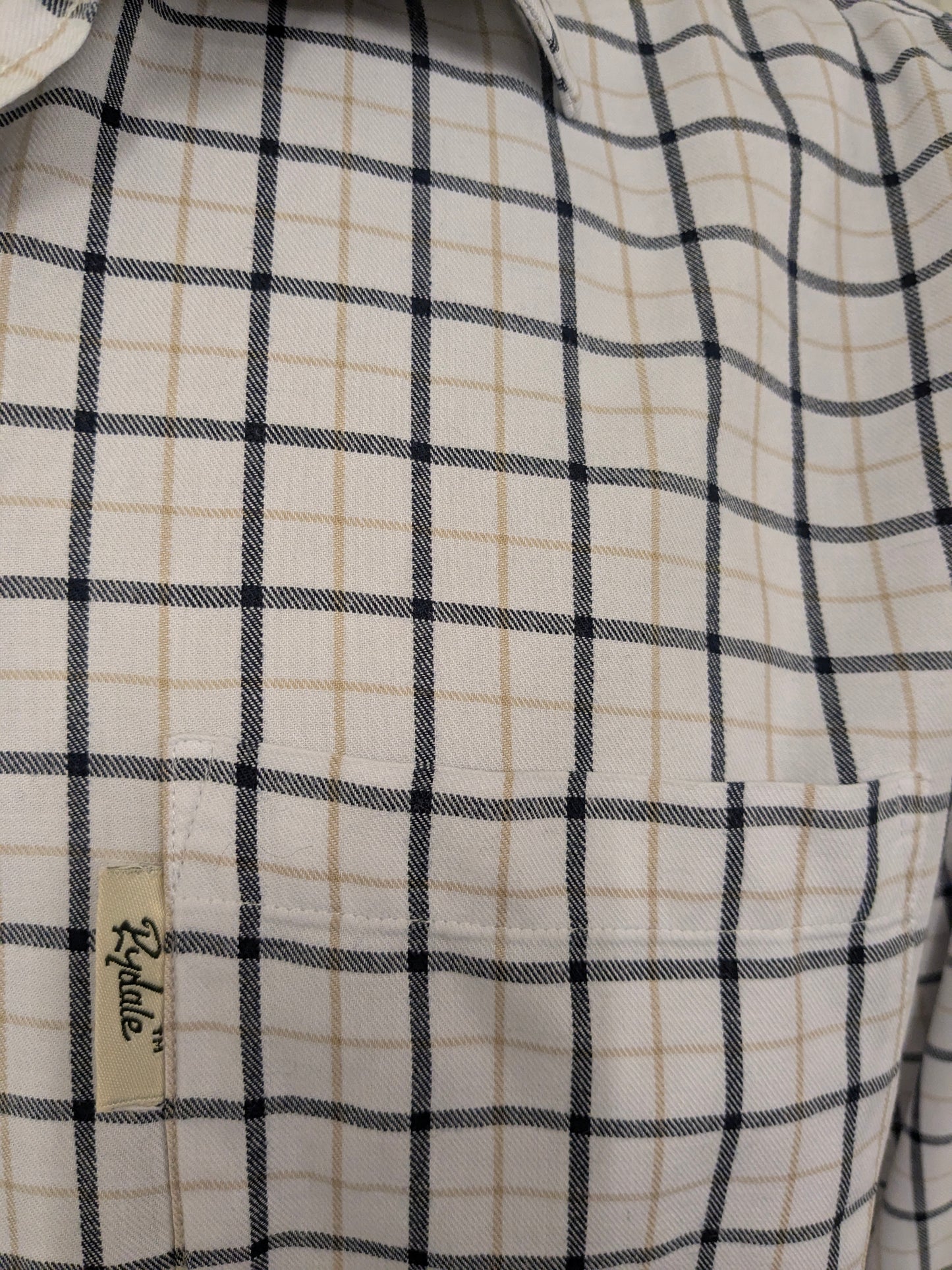 Vintage Ry Market overhemd. Zwart Bruin Wit geblokt. Maat 2XL / XXL.