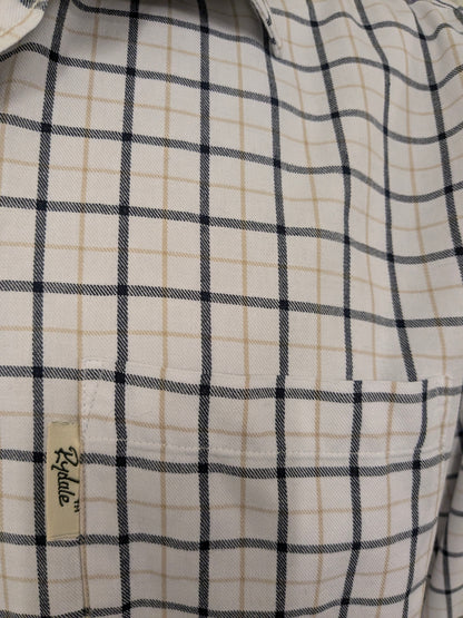 Vintage Ry Market overhemd. Zwart Bruin Wit geblokt. Maat 2XL / XXL.