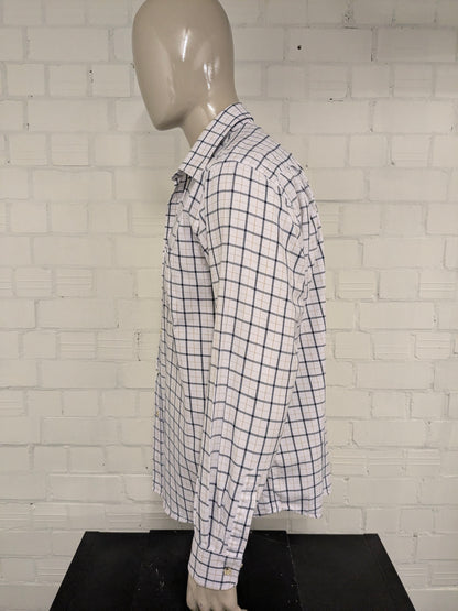 Vintage Ry Market overhemd. Zwart Bruin Wit geblokt. Maat 2XL / XXL.