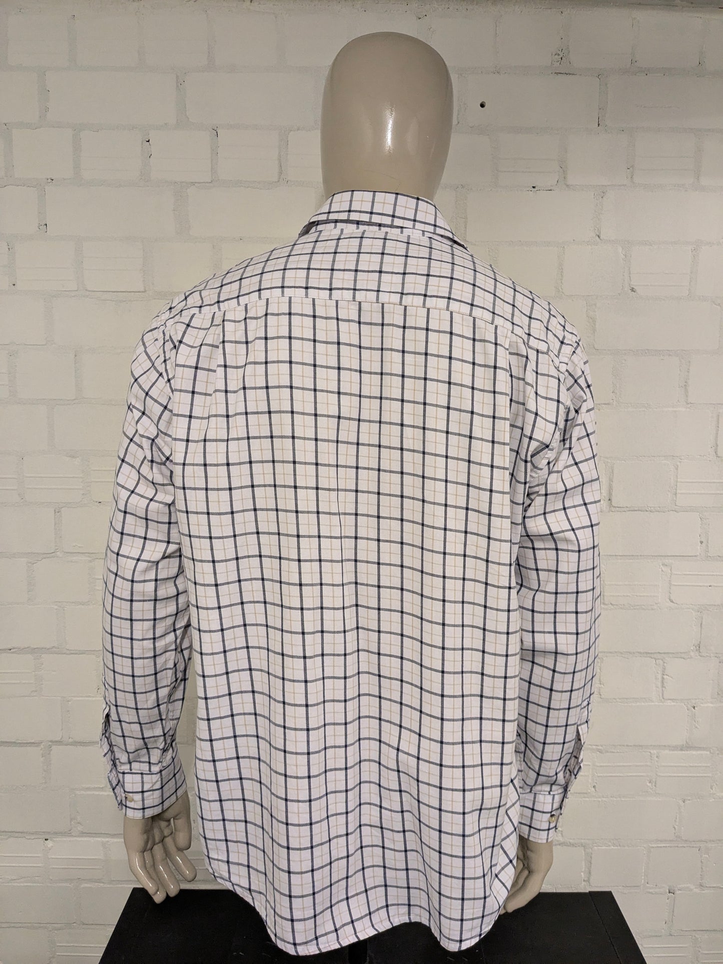 Vintage Ry Market overhemd. Zwart Bruin Wit geblokt. Maat 2XL / XXL.