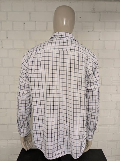 Vintage Ry Market overhemd. Zwart Bruin Wit geblokt. Maat 2XL / XXL.