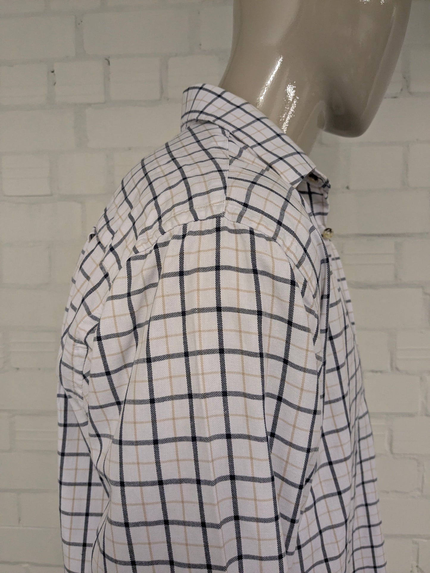 Vintage Ry Market overhemd. Zwart Bruin Wit geblokt. Maat 2XL / XXL.