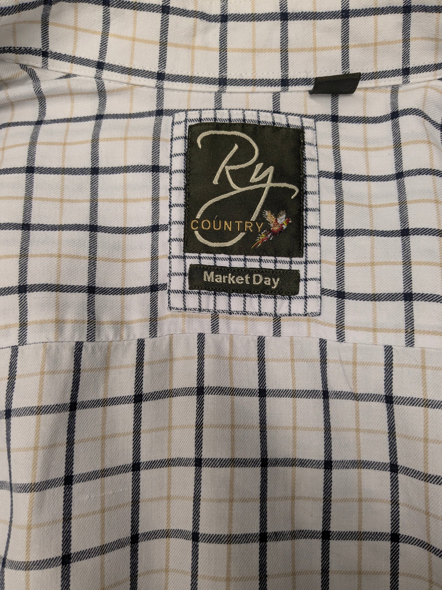 Vintage Ry Market overhemd. Zwart Bruin Wit geblokt. Maat 2XL / XXL.