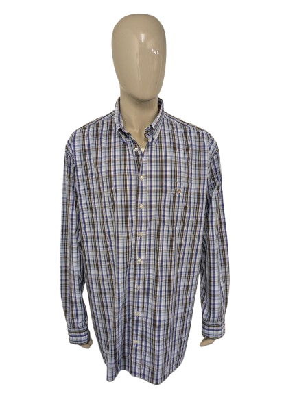 Gant shirt. Blue white brown checked. Size 3XL / XXXL. Type Portofino Poplin. Regular fit.