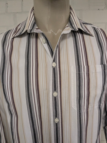 s. Oliver shirt. White brown beige black striped. Size XL.