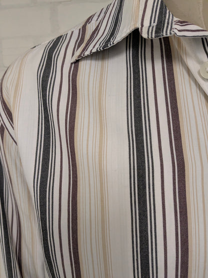 s. Oliver shirt. White brown beige black striped. Size XL.