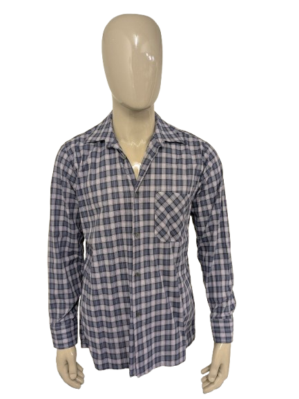 Chemise vintage de Sohaj 70. Black Purple Checkered. Taille L.