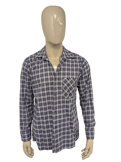 Chemise vintage de Sohaj 70. Black Purple Checkered. Taille L.